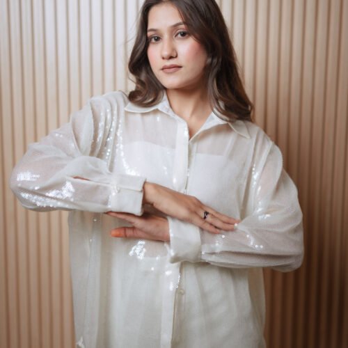 Parisa Ivory Glow Sequin Co-Ord Set